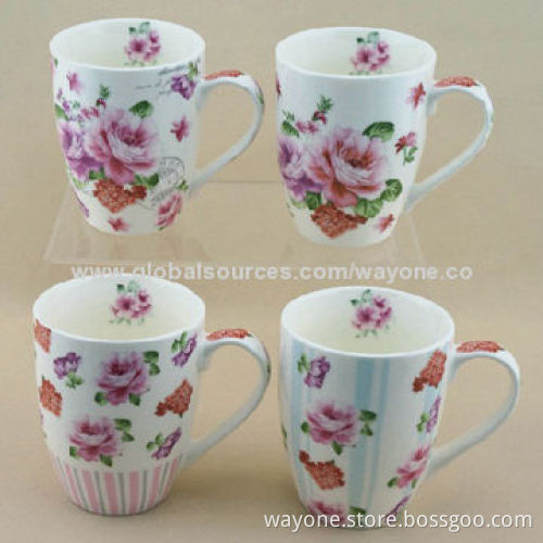Ceramic Mug with Flower Design, Available in Four Designs, Food-safe